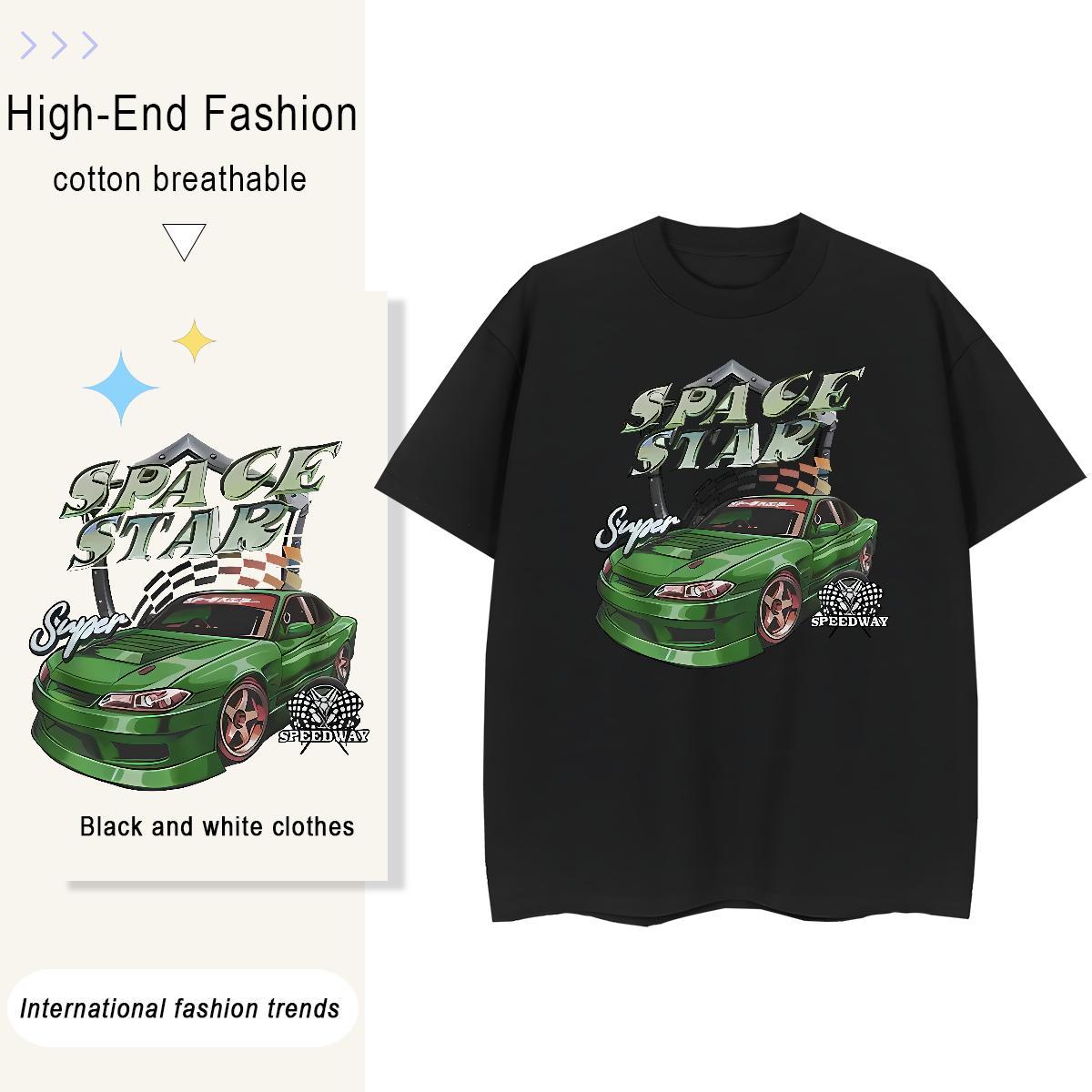 Fashion Designer Tshirt for Man Woman green car Home Outdoor 230g 100% Cotton Tees Shirts Breathable Short Sleeve TOP Quality Mens T Shirts DIY Anime