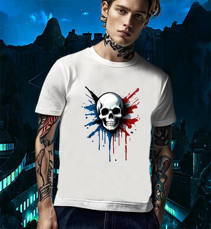 Cool T-Shirts for Men 230g 100% Cotton skull Sports Casual Graphic O-Neck Short Sleeve Tshirt for Man Woman Brand Wear