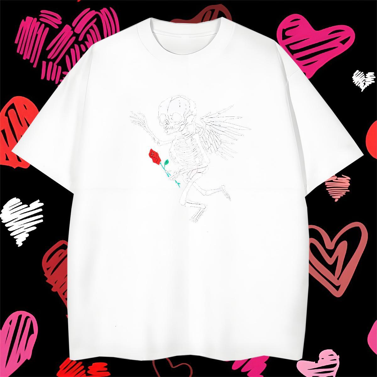 TOP Quality T shirt 100% Cotton 230g skull Spring Summer Oversized O Neck Short Sleeves Men Clothes T-Shirt Fashion Polos