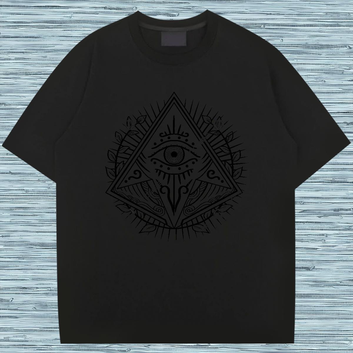 Popular T Shirts Men 100% Cotton 230g eye of the devil Hip Hop Black Oversized Breathable Crew Neck Men Tees Customized Clothings