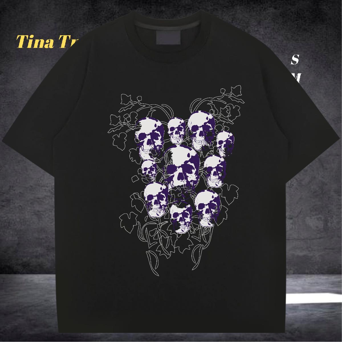 Classic T-Shirts 230g 100% Cotton skull Casual Beach Anime Short Sleeve O-Neck Tshirts 2024 DIY Tops Shirt