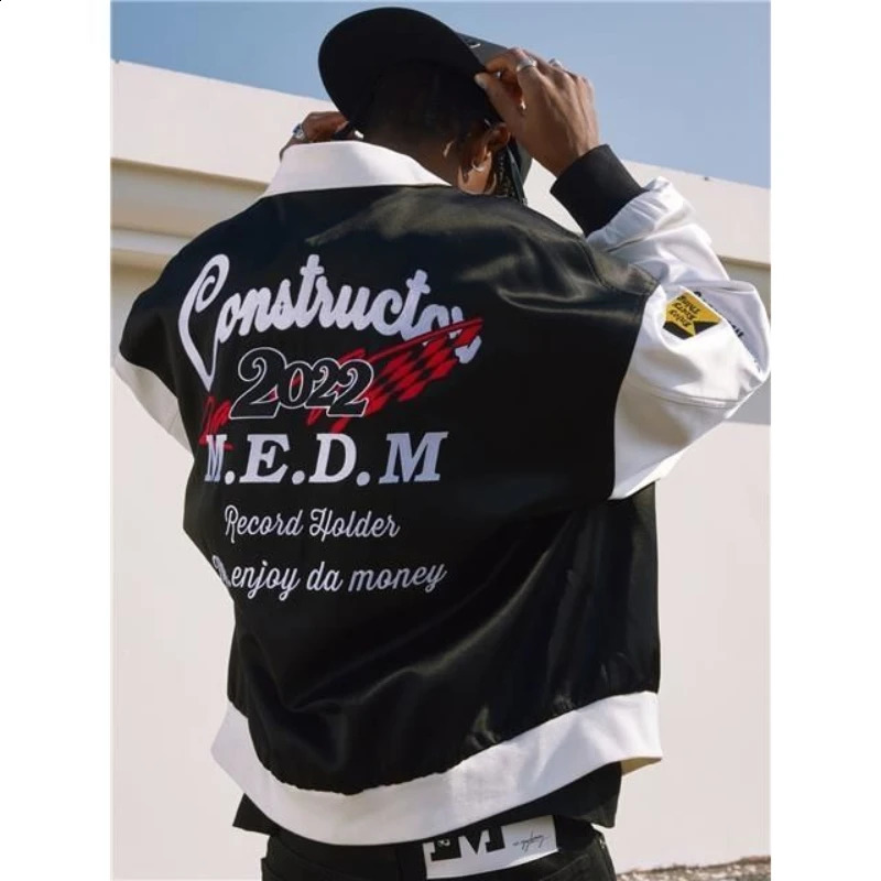 American retro street towel embroidered baseball uniform loose jacket Y2K jacket men and women couples autumn and winter jacket 240824