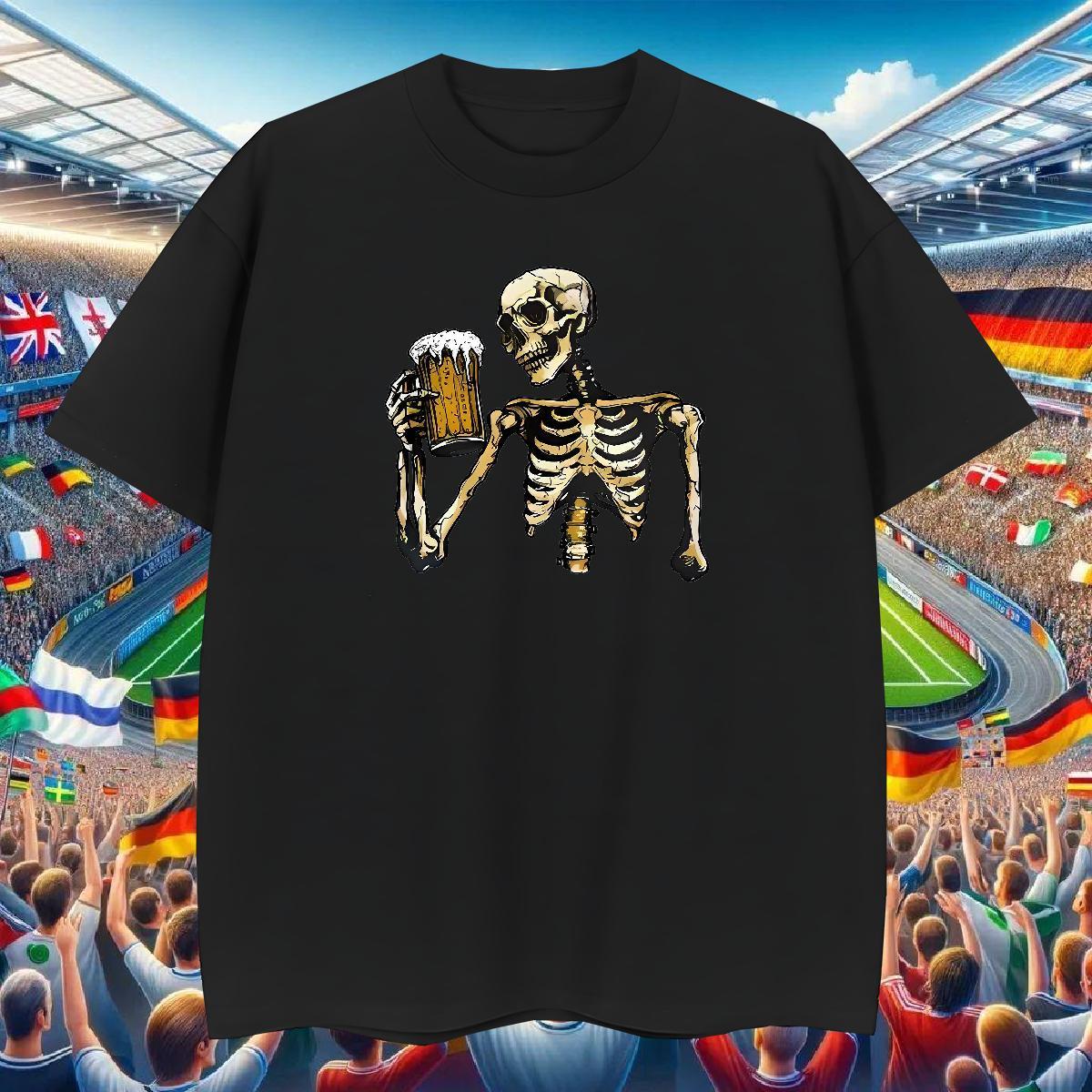 Loose Fit Man T Shirts 100% Cotton 230g beer Home Outdoor Custom Cartoon Short Sleeve Soft Men Tees 2024 Top Tees