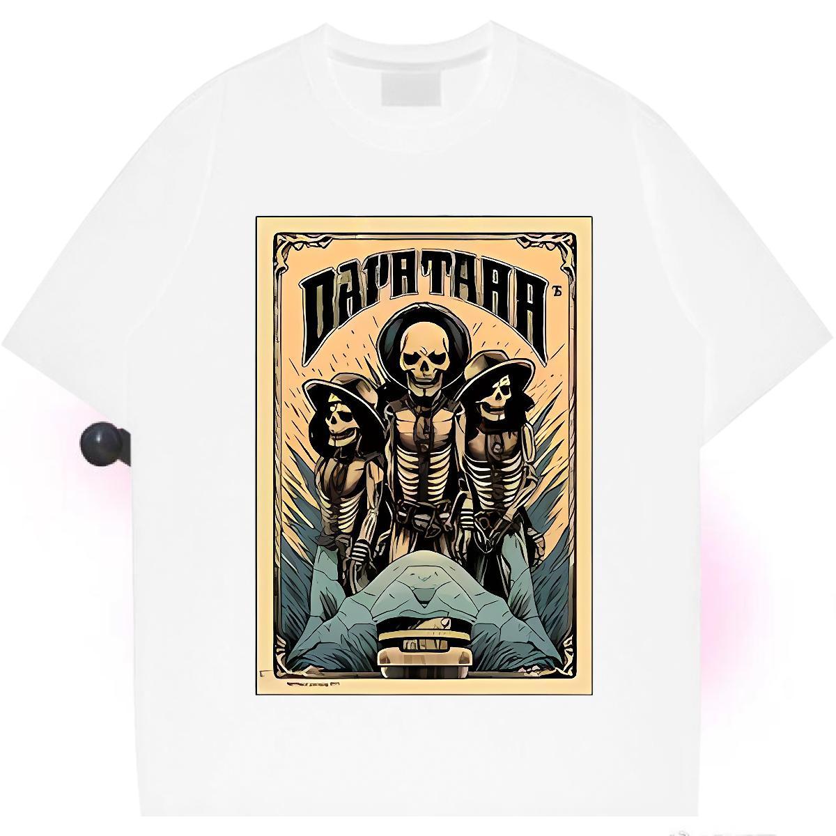 TOP Quality T-Shirts 230g Pure Cotton skull Street Asian Size Breathable Short Sleeve Mens Tshirts 2024 Tee Shirt