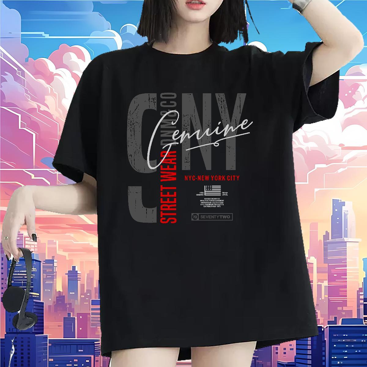 Popular Couples T Shirts 230g Cotton letter Street Woman T Shirts Breathable Soft DIY Printed Tops Shirt