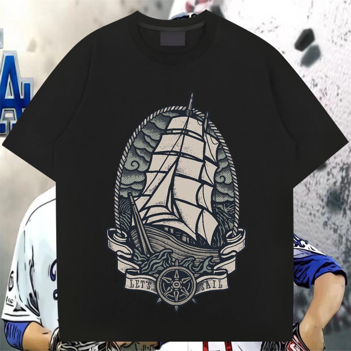 Soft T-Shirts 230g 100% Cotton ship Hip Hop DIY Breathable Couples T Shirts Custom Tops