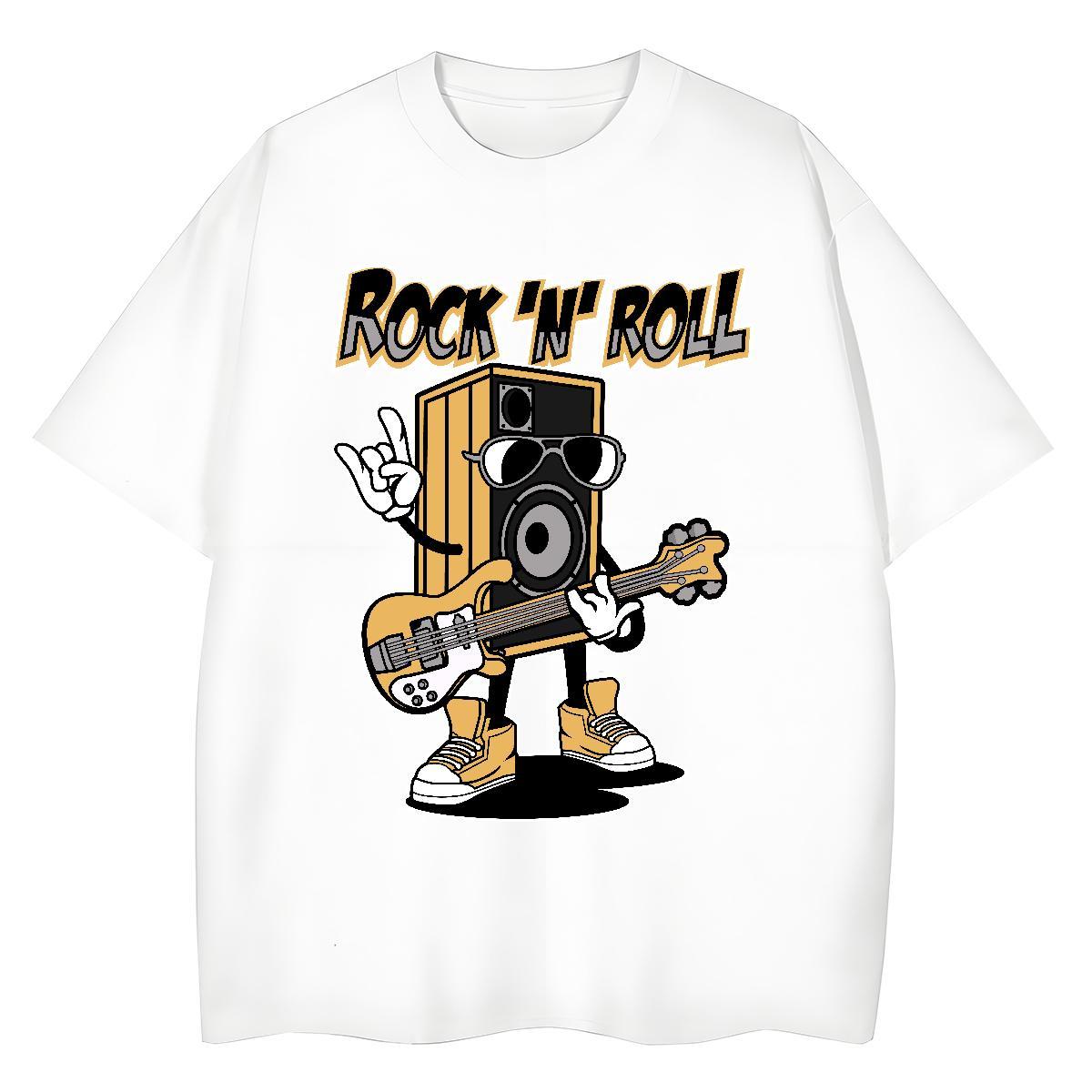 Soft Women Tshirts 230g 100% Cotton play the guitar Street Wear T shirt Breathable Black Oversized Tops Tees