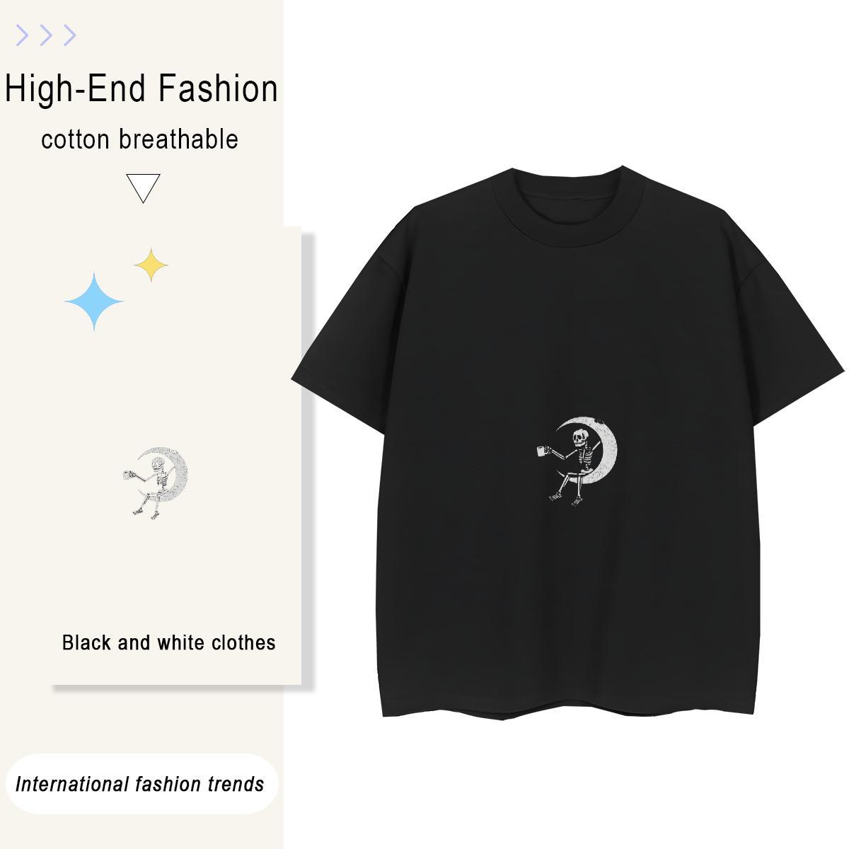 Popular T-Shirts 230g Pure Cotton skull Street Oversized 3XL 4XL O-Neck Short Sleeve Tshirts Designer Tee Shirt
