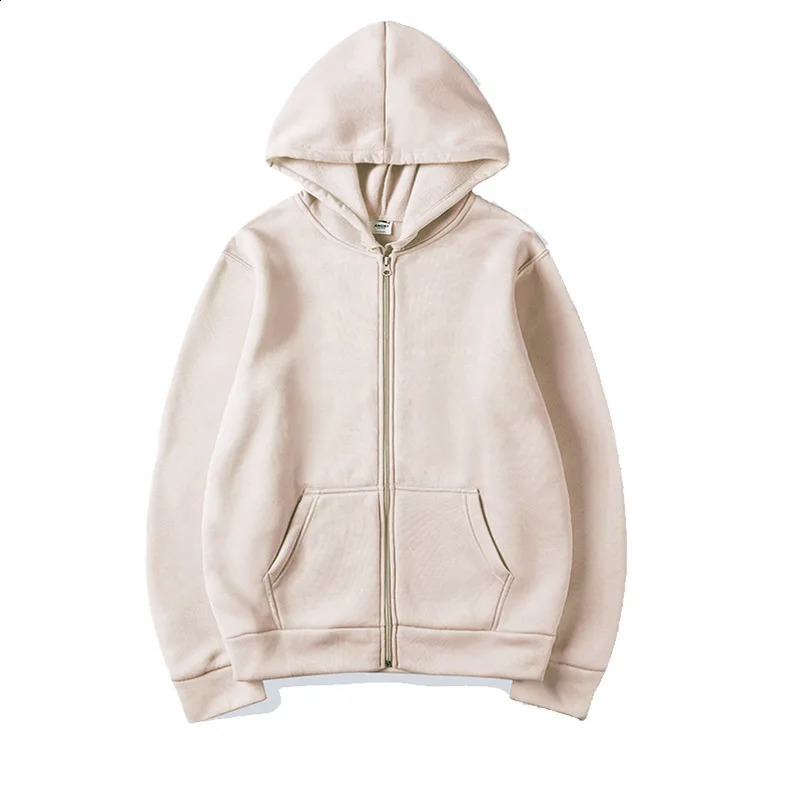 Casual mens hoodies solid color sweatshirts fashion tops unisex zippered hoodies 240824