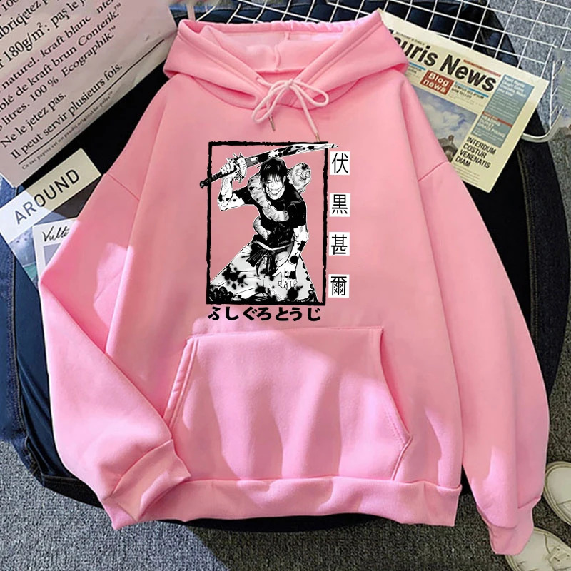 Anime Fushiguro Toji Print Hooded Fashion Women Sweatshirt Long Sleeve Casual Tops Harajuku Sweatshirt 240824
