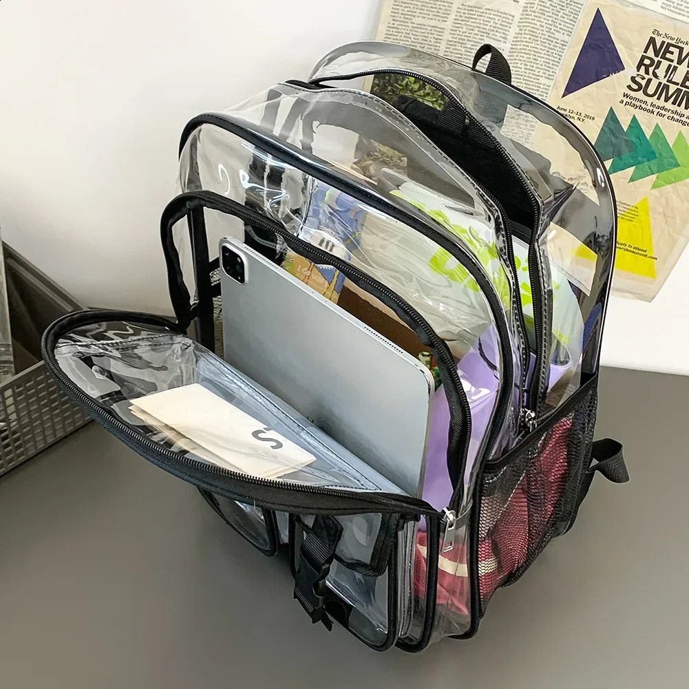 Clear Backpack School Bag for Girl Boys and Girls Laptop Backpack Waterproof See Through Student Bookbag Large Backpack Mochila 240824