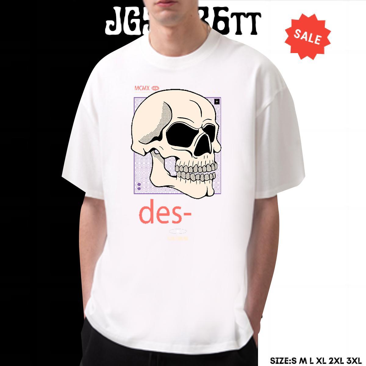 High Quality Man T Shirts 230g Cotton skull Casual Beach Customized O Neck Short Sleeves Couples T Shirts Fashion Design Top Tees