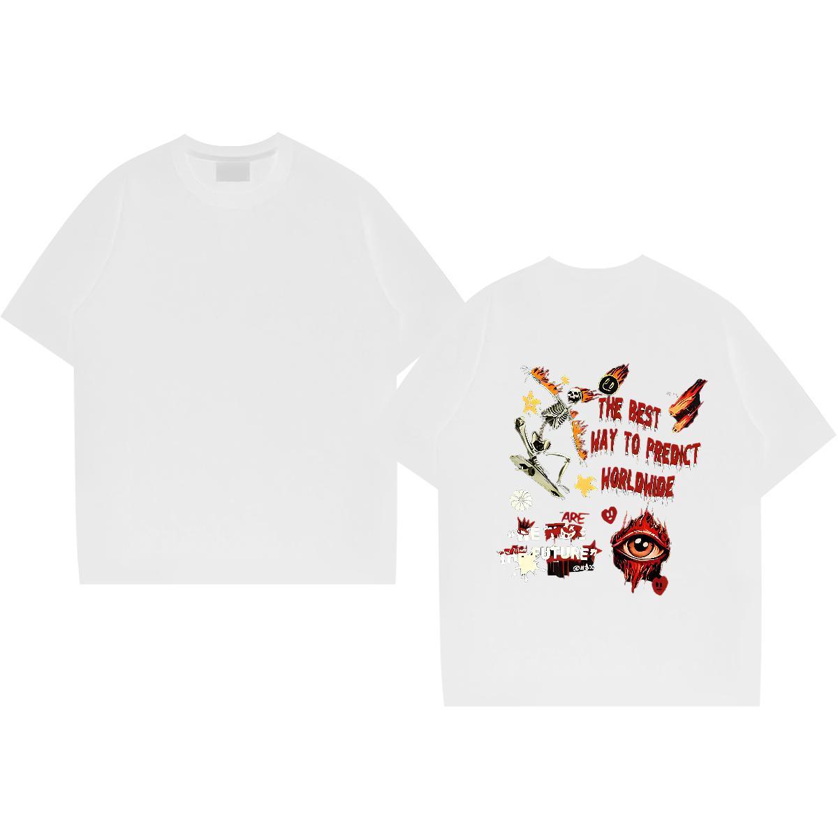Loose Fit Man T Shirts 100% Cotton 230g eyeball Street Wear Custom Big Size O Neck Short Sleeves Tshirt for Man Woman Free Shipping Clothings