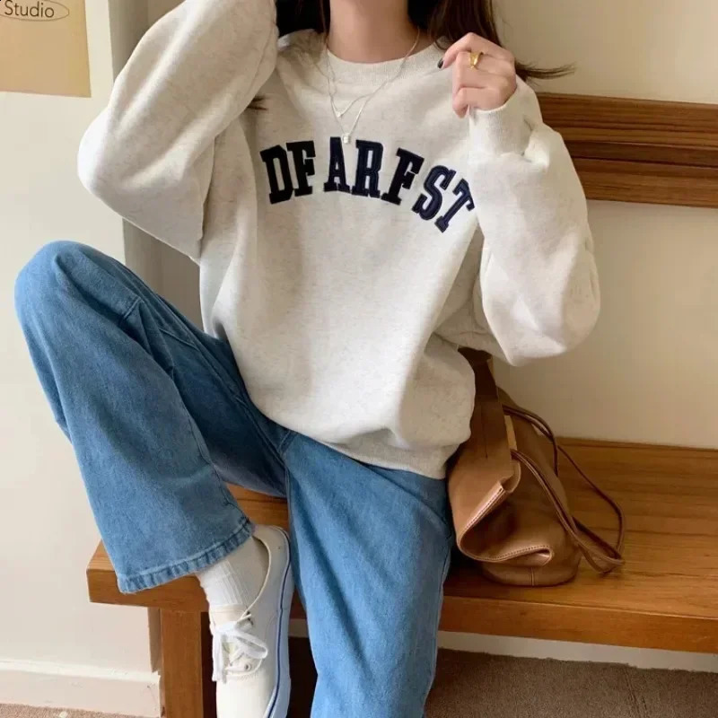 Autumn Letter Hoodie Women Fashion Korean Thin Chic Pullovers Womens Sweatshirts Streetwear Loose Hoodies for Women 240824