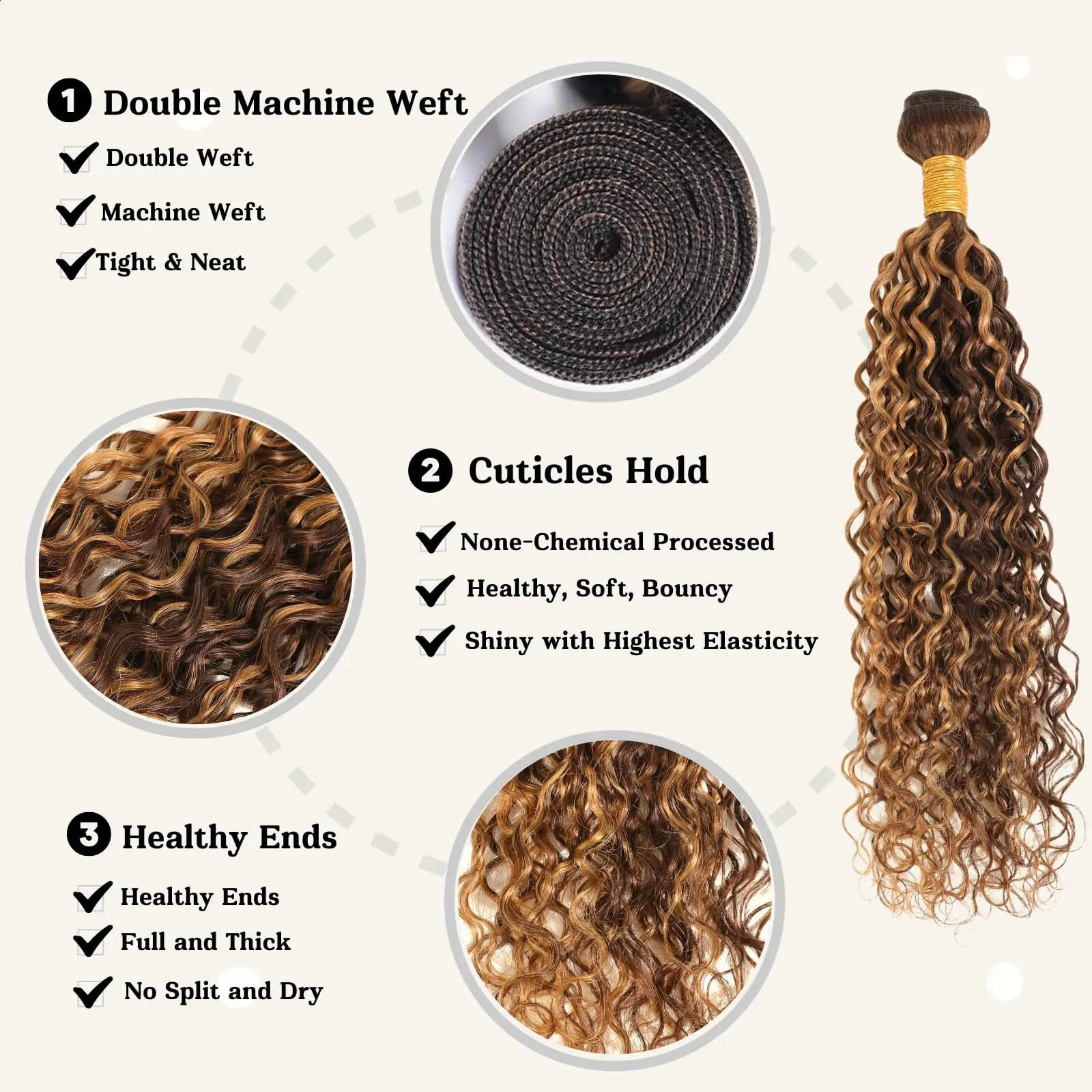 Sophianna 4 27 Highlight Deep Wave Bundles 30 inch Ombre Color Brazilian Brown Golden Hair Curling Bundle 100 Human 240801