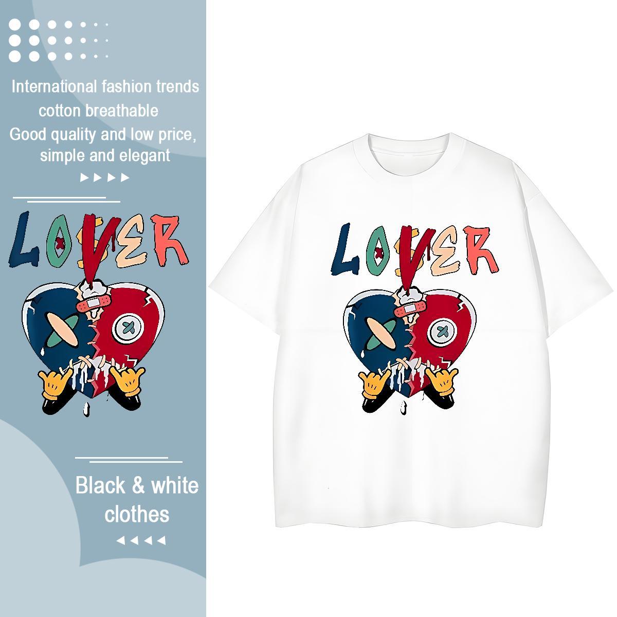 5A Unisex Tshirts 230g Pure Cotton letter Street Wear Woman T Shirts Crew Neck DIY Anime Printed Tops Shirt