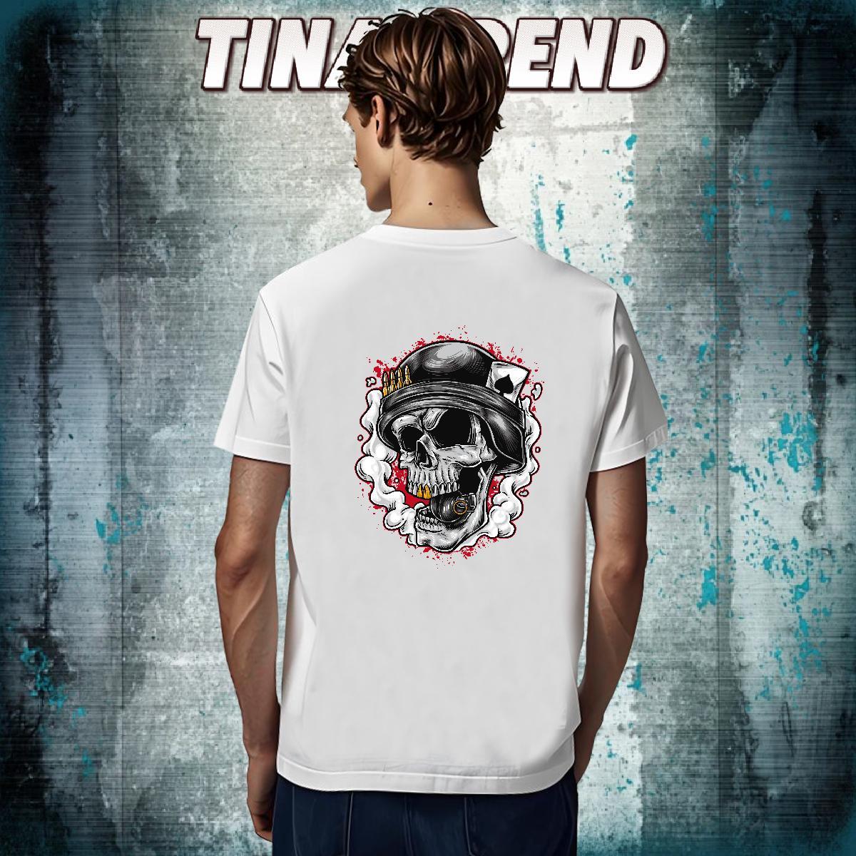 Loose Man T Shirts 230g Cotton skull Street wear Hip Hop Anime Print Breathable Crew Neck Couples T Shirts New Arrival Wear