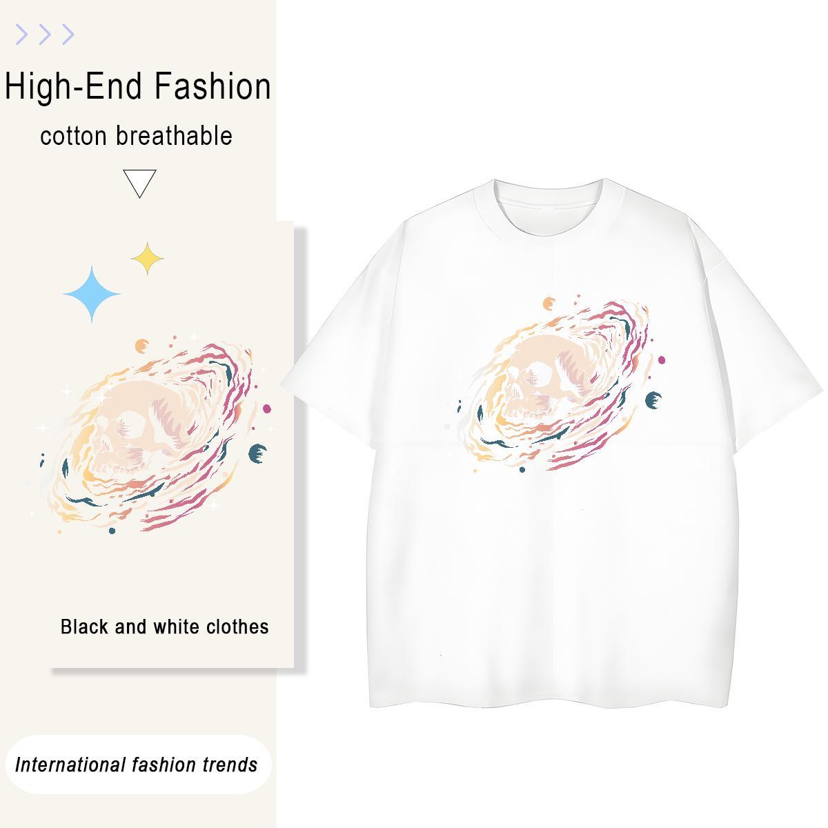Brand T Shirt For Man 100% Cotton 230g skull Casual Plus Size Cartoon Crew Neck Men Tshirts Stylist Polos