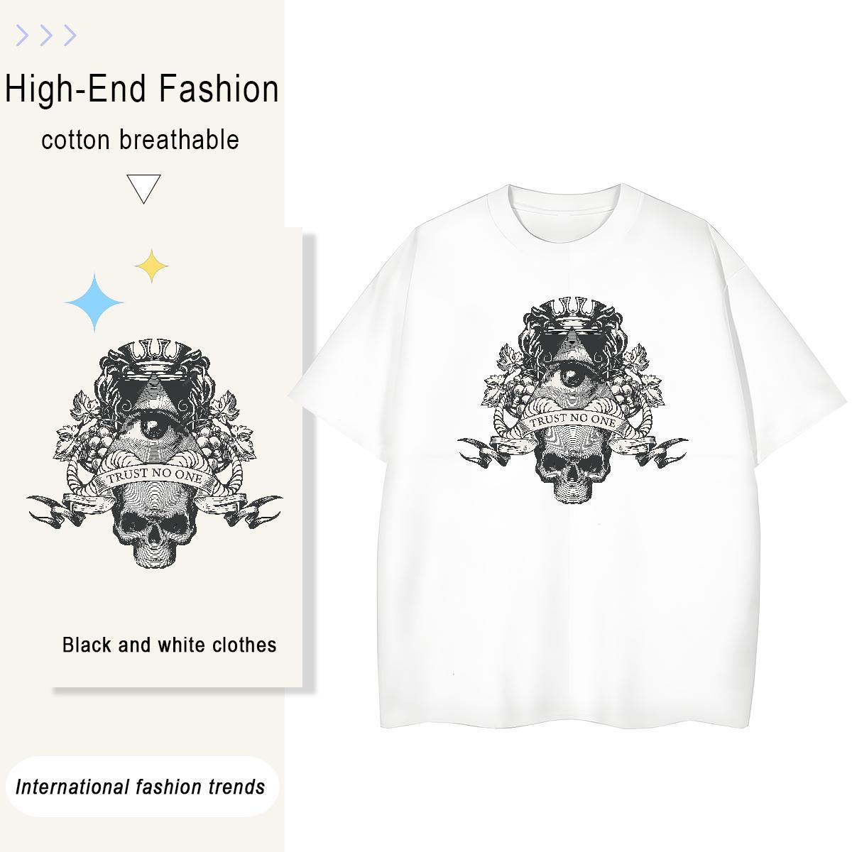 Loose T shirt 100% Cotton 230g eye of the devil Daily Wear Anime Breathable Soft Couples T Shirts Brand Polos