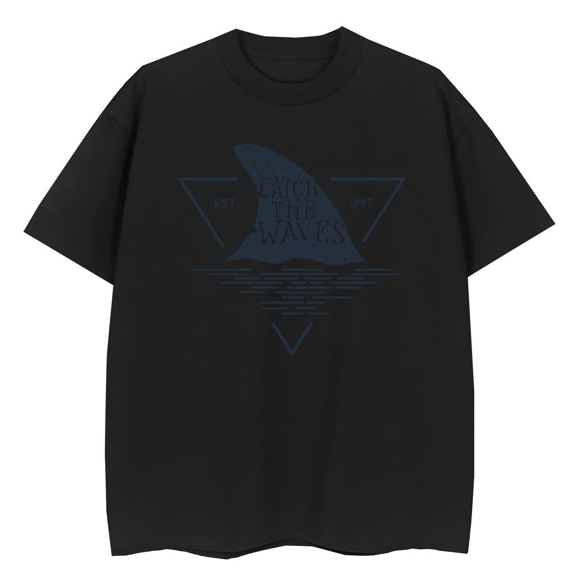 Loose fit Unisex Tshirts 230g 100% Cotton shark Daily Wear T Shirt For Woman Crew Neck Breathable Cartoon Anime Tees Shirts