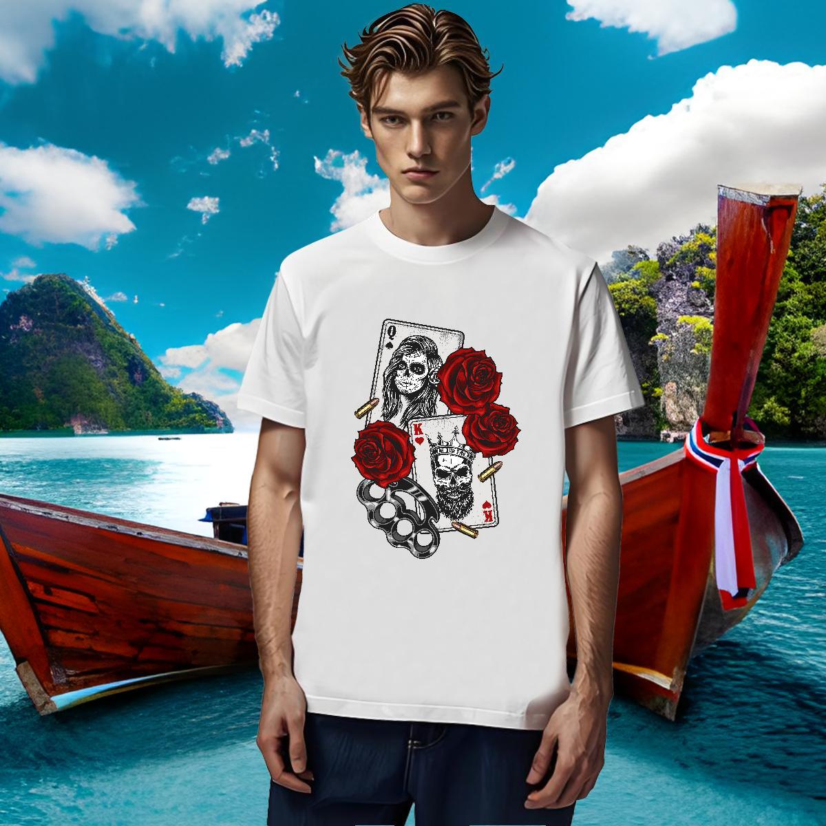 Brand Man T Shirts 230g 100% Cotton skull Outdoor DIY Short Sleeve Soft Tshirts Fashion Casual Tops Tees