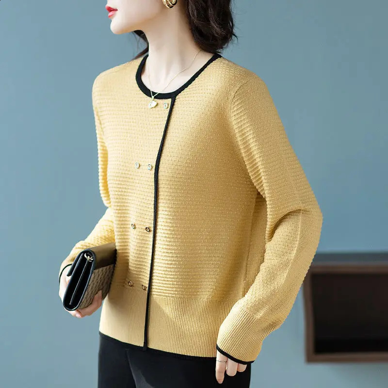 Women Autumn Fashion Loose Temperament Solid Color O-neck Long Sleeve Knitwear Women Clothes Simplicity All-match Knitting Tops 240824