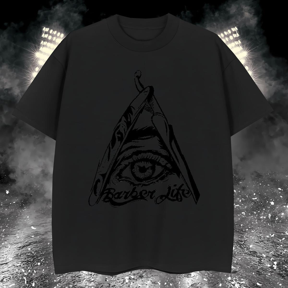 High Quality T-Shirts for Men 100% Cotton 230g eye of the devil High Street Hip Hop Cartoon Print O Neck Short Sleeves Men Tops Tees Classic Casual We