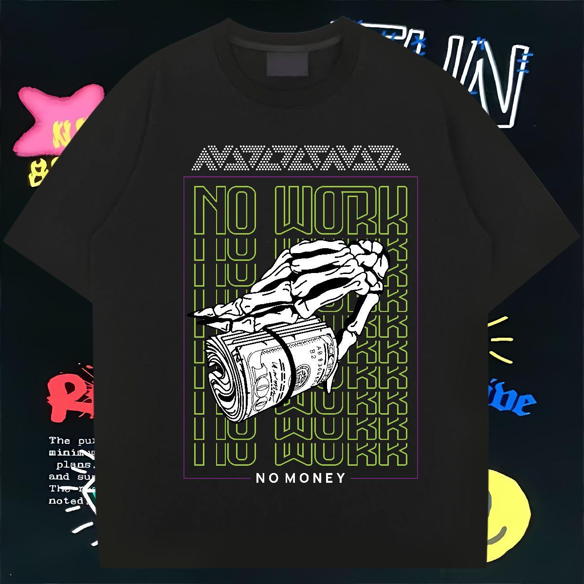 Cool T-Shirts for Men 230g Cotton skull Anime Printing Street Oversized 3XL 4XL Crew Neck Men Tshirts Brand Wear