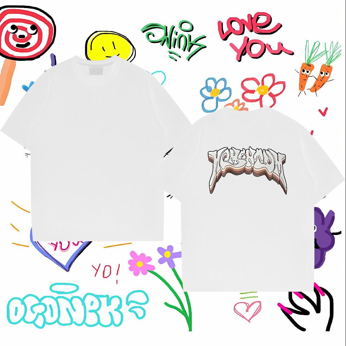 Free Shipping T Shirts Men 230g Cotton letter Outdoor Black White Breathable Crew Neck Men Clothes T-Shirt 2024 New Wear
