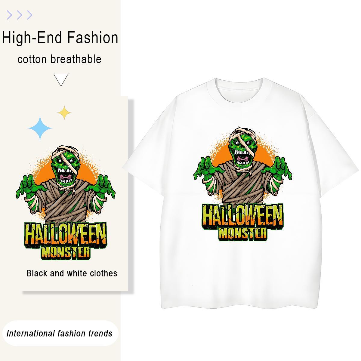 TOP Quality T Shirt For Man 100% Cotton 230g skull Daily Outfit Anime Print O-Neck Short Sleeve Men Tops Tees Custom Polos