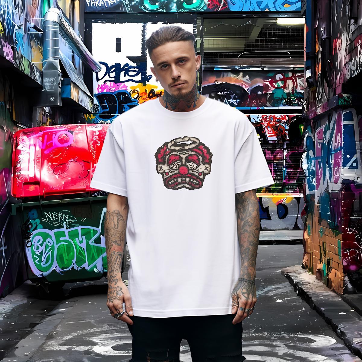 Designer T shirt 230g 100% Cotton skull Hip Hop Street Custom Cartoon Breathable Crew Neck Men Tops Tees Casual New Tee Shirt