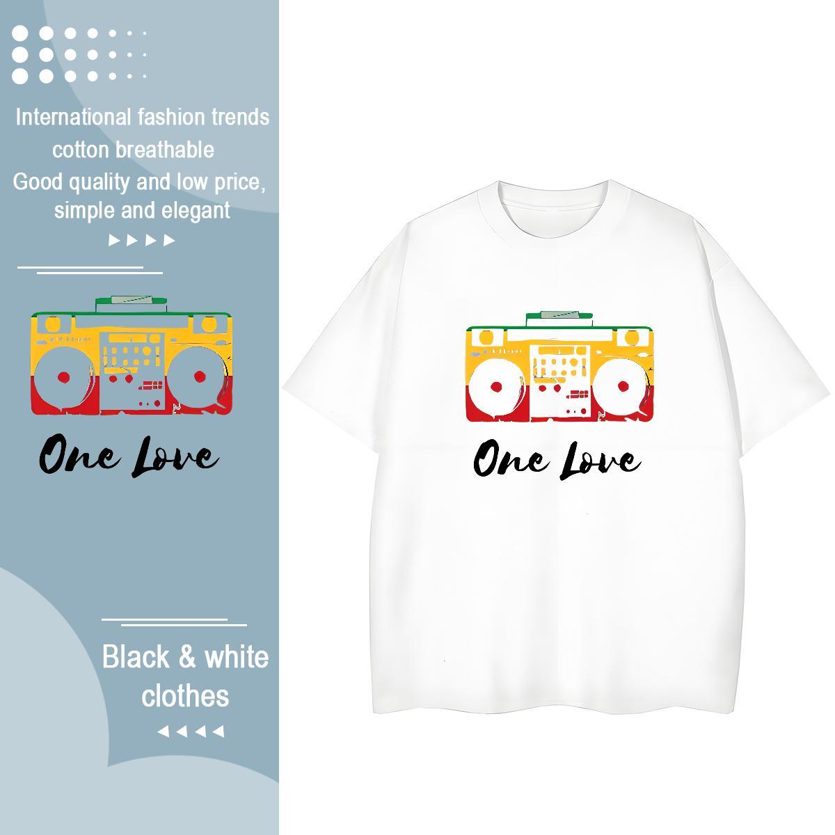 Comfortable Unisex Tshirts 230g Cotton letter Sports Street Wear T-Shirts for Women Crew Neck Breathable Cartoon Printing L-4XL Polos