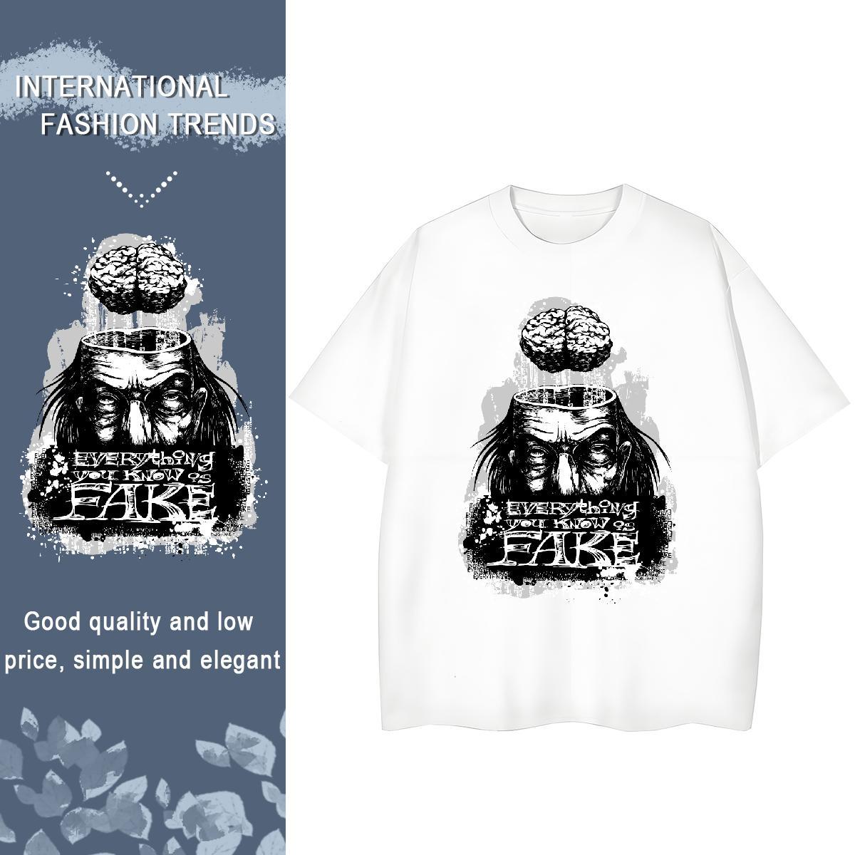 Loose fit Women Tshirts 230g 100% Cotton scary Casual Sport T Shirts Women Crew Neck Anime Oversized Tees Shirts
