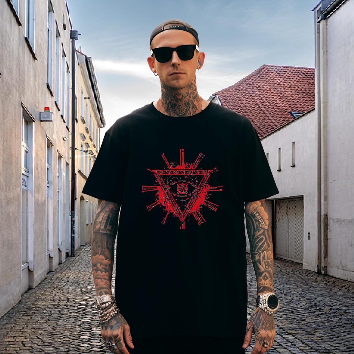 Loose Fit T-Shirts for Men 230g 100% Cotton eye of the devil Casual Beach DIY Logo Oversized Breathable Short Sleeve Couples T Shirts Stylist Clothing