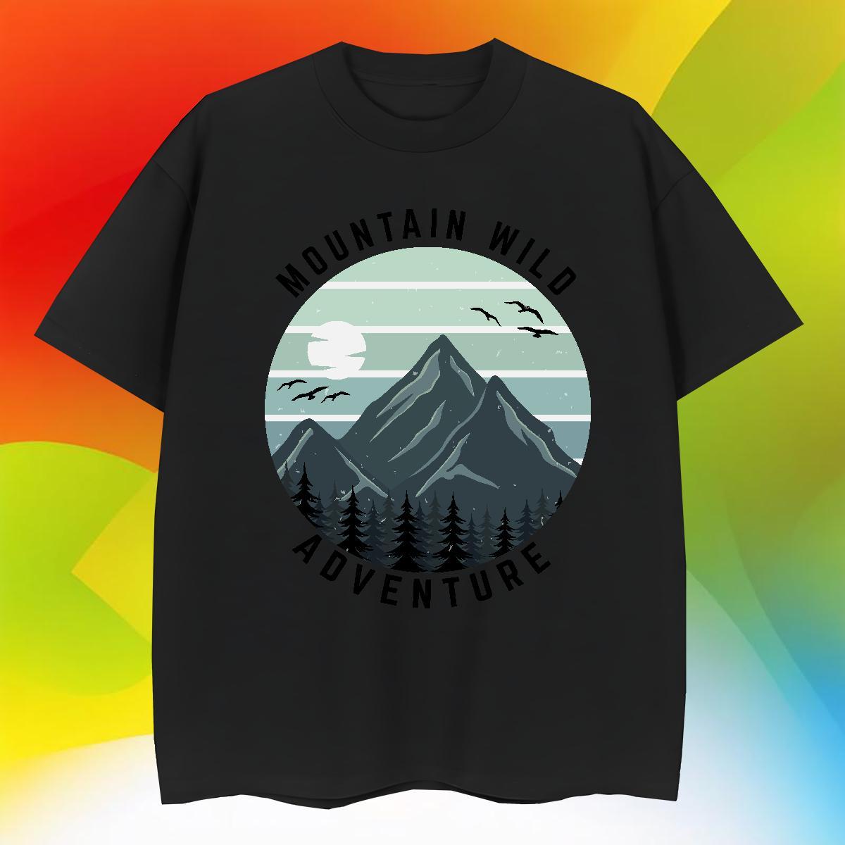 Brand T Shirt For Man 230g 100% Cotton mountains Hip Hop Street DIY Printed Round Neck Short Sleeve Couples T Shirts 2024 DIY Clothings