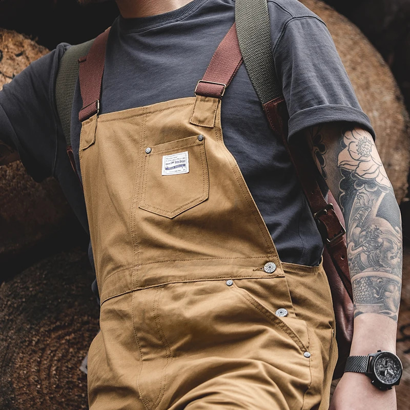 Maden Khaki Overalls Mens Baggy Workwear Vintage Amekaji Jumpsuit Pockets Cargo Working Pants Quality Straight Oversize Trouser 240824