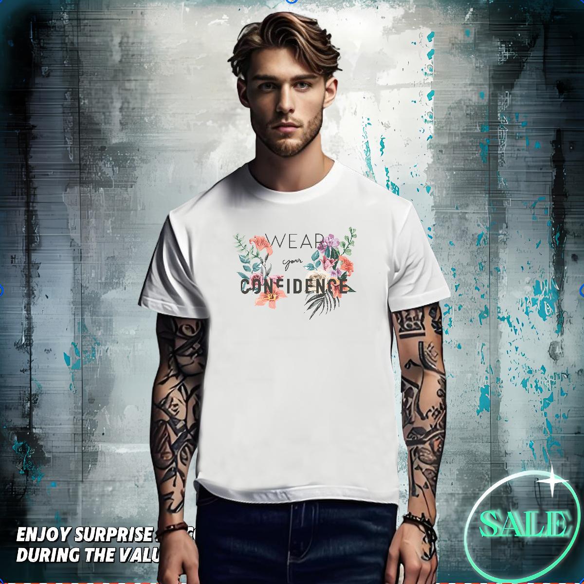 Classic T shirt 230g Cotton letter Casual DIY Breathable Short Sleeve Men Clothes T-Shirt Brand Wear