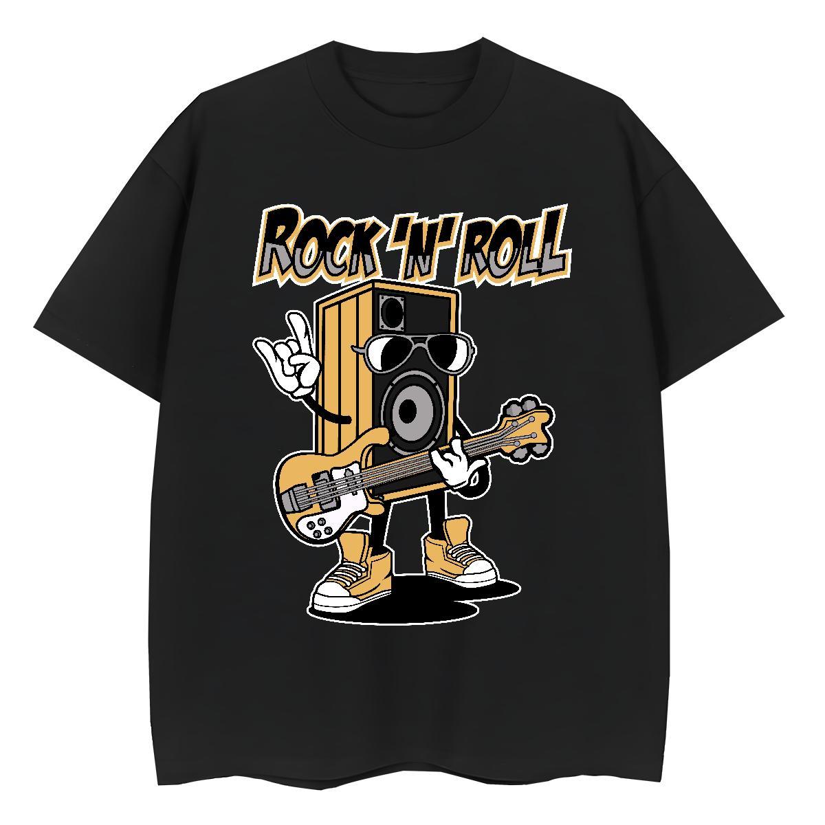 Soft Women Tshirts 230g 100% Cotton play the guitar Street Wear T shirt Breathable Black Oversized Tops Tees