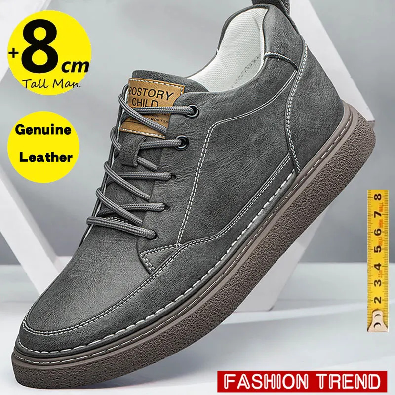 Men Sneakers Elevator Hidden Heels Hollow Board shoes Breathable Heightening 6CM 8CM Increase Casual Sports Height Shoes