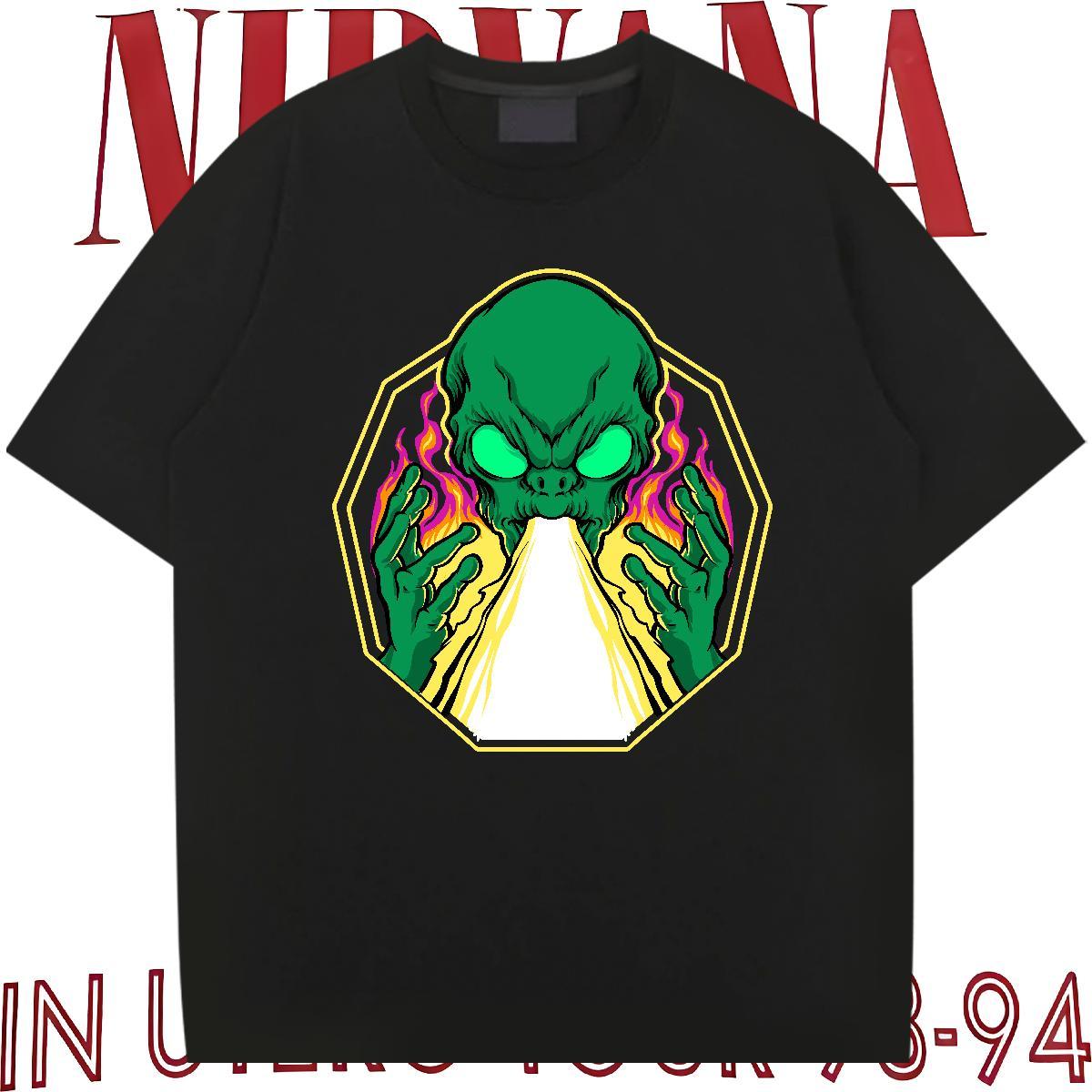 TOP Quality T Shirts Men 230g Cotton ET Street Anime Print Breathable Crew Neck Mens Tshirts 2024 Summer Tees