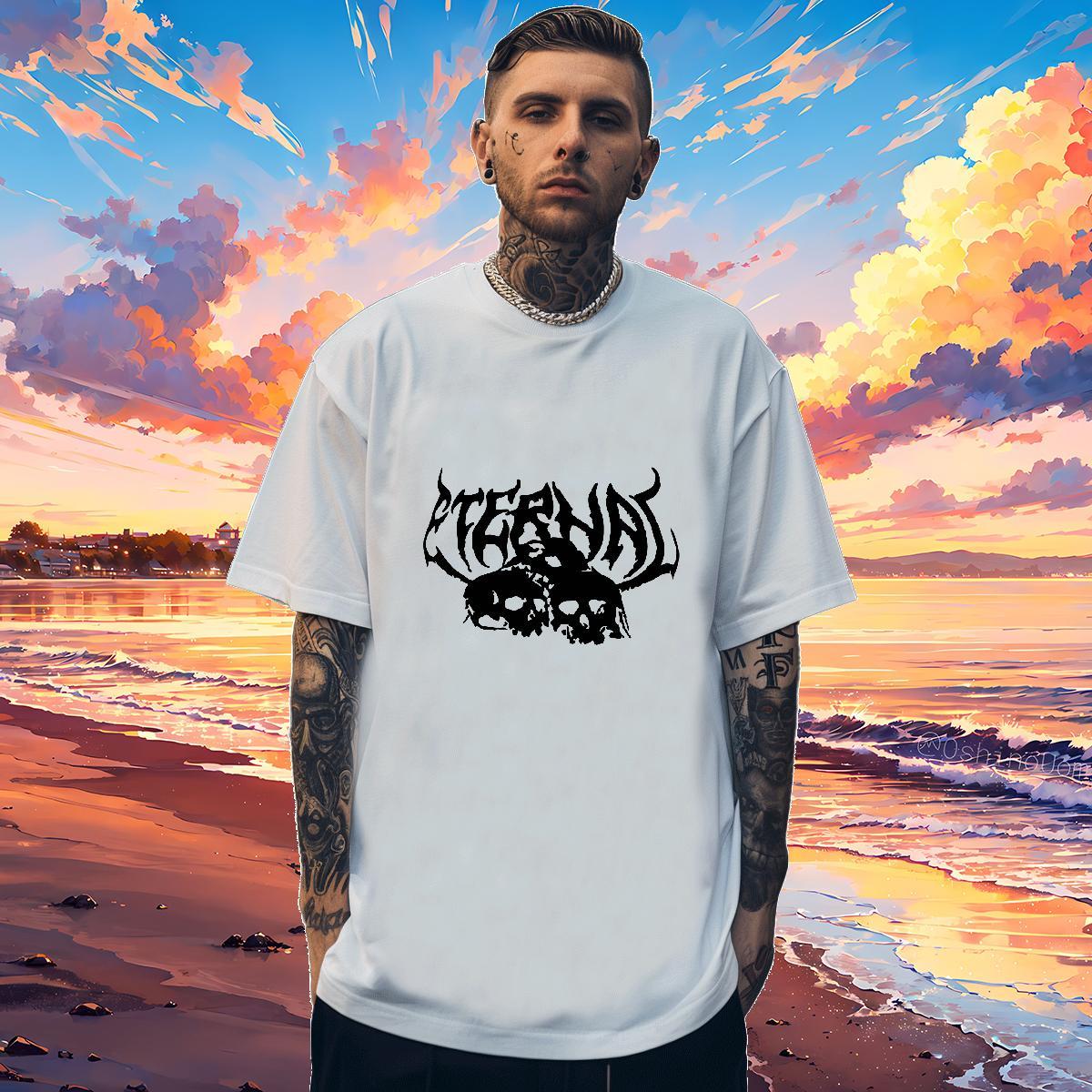 Soft T-Shirts 100% Cotton 230g skull Street Wear Custom Print Oversized Breathable Crew Neck Tshirts Customized Clothes