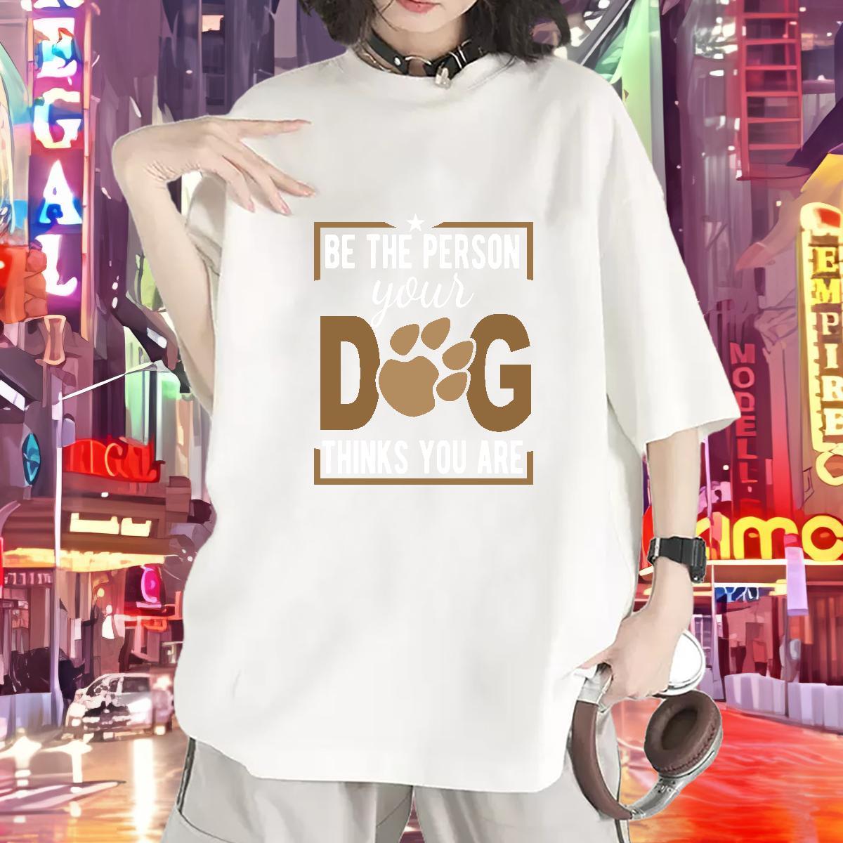 Comfortable Women Tshirts 230g Cotton dog Casual T Shirt For Woman Round Neck Short Sleeve Custom Cartoon Clothes
