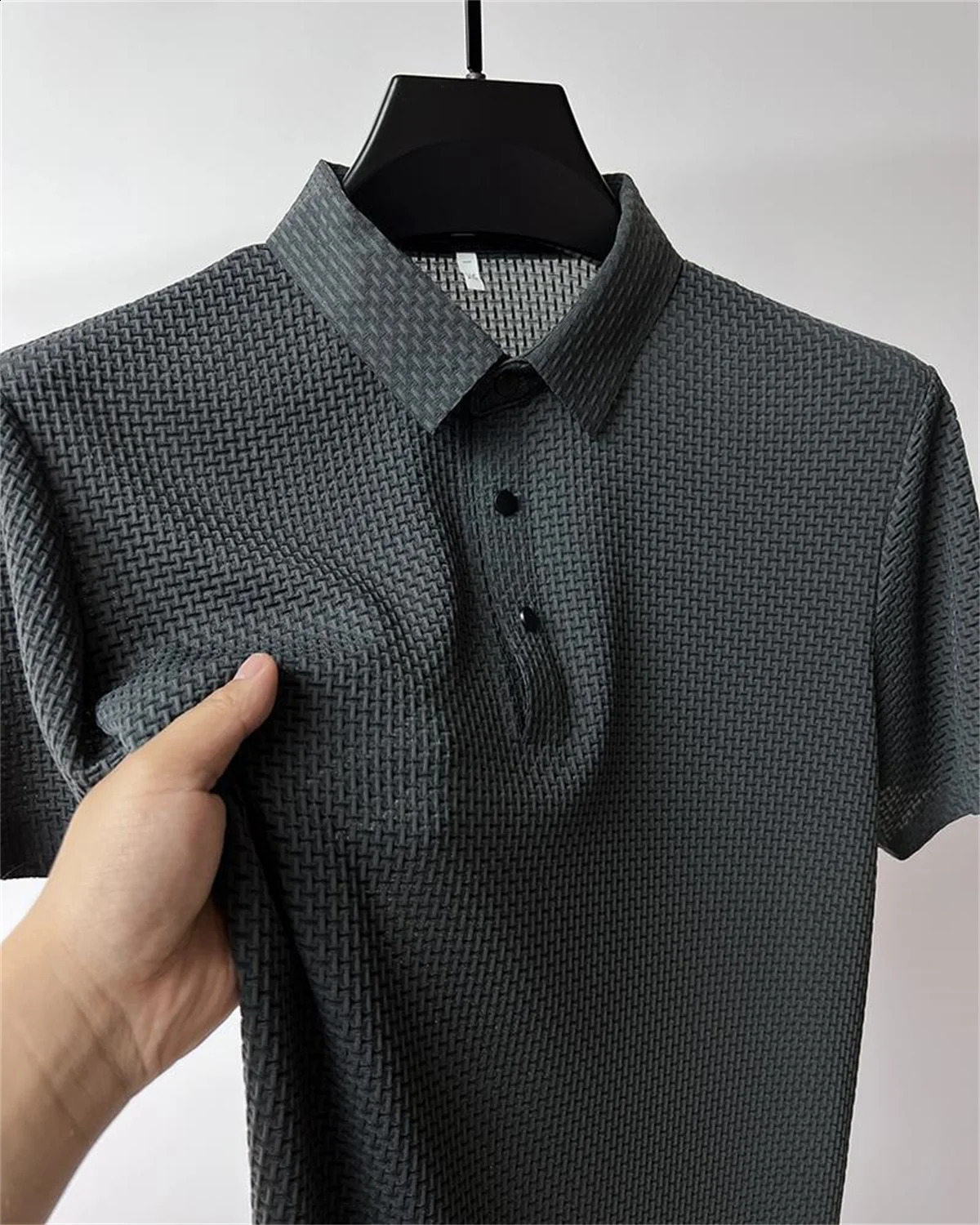 Tiki Summer Mens POLO Shirt High Quality Cool Breathable Loose Short Sleeve T Shirt Solid Color Slip POLO Shirt Flash Sales 240824
