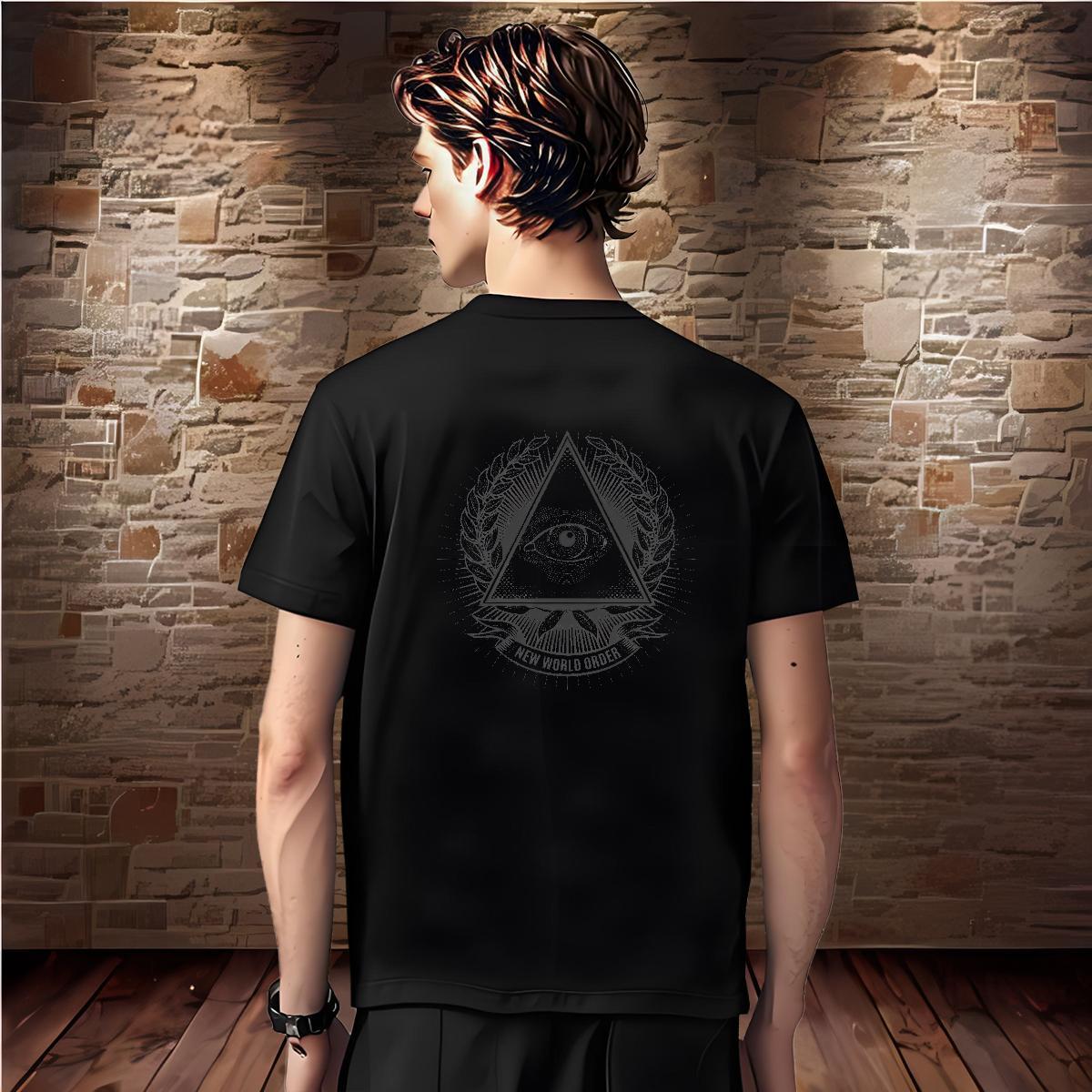 Loose Fit Men T Shirts 230g 100% Cotton eye of the devil Casual Daily Wear DIY Anime Short Sleeve O-Neck Men Tops Tees DIY Customized Tshirts