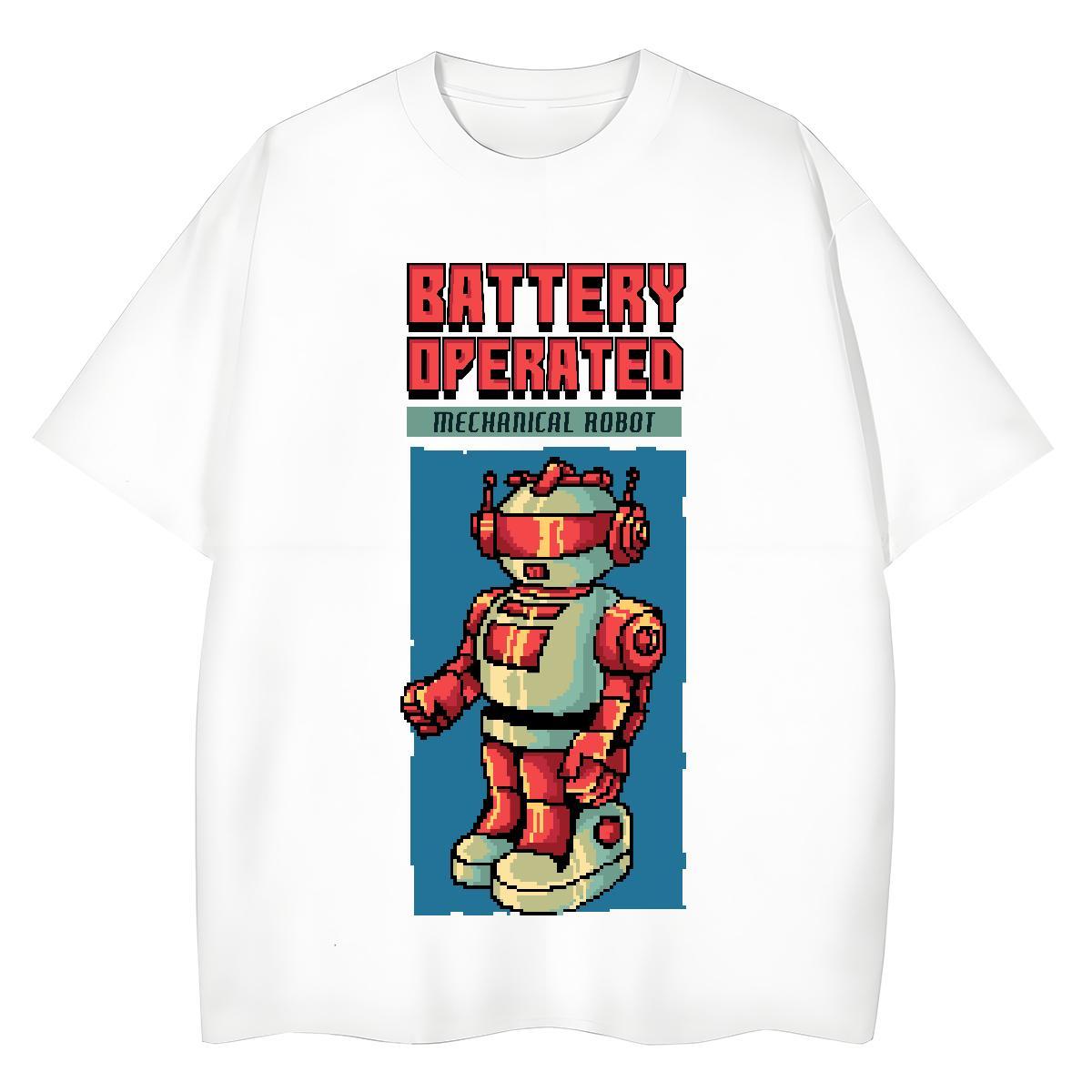 Cool T Shirts Men 230g Cotton robot Sports Casual DIY Short Sleeve Soft Tshirt for Man Woman Brand Tee Shirt