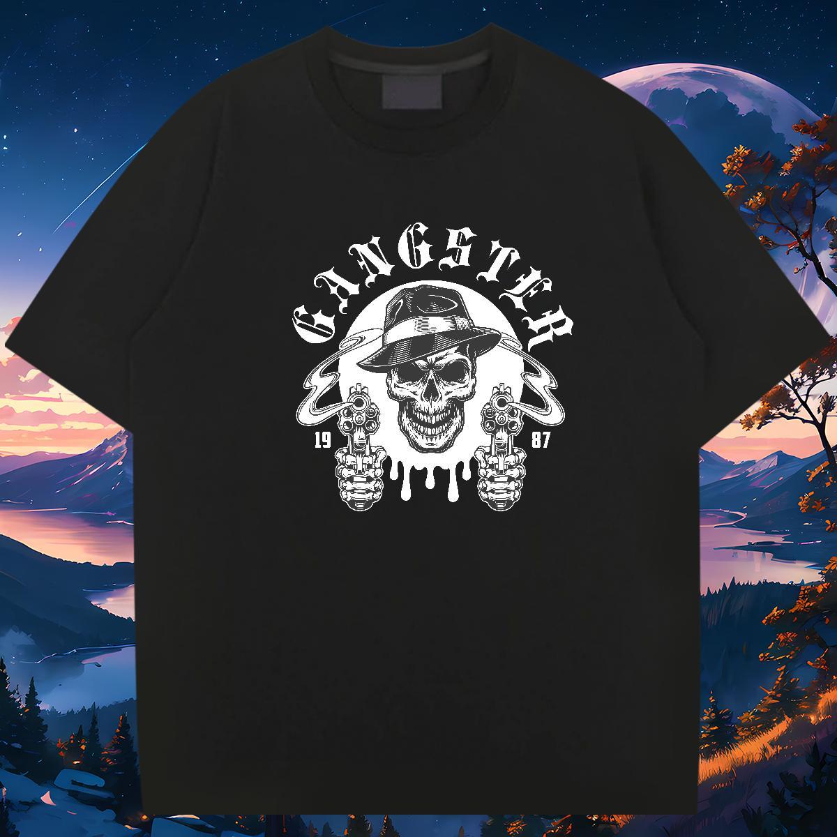 Brand T Shirts Men 230g Pure Cotton skull Daily Wear Plus Size Cartoon Breathable Short Sleeve Men Clothes T-Shirt Wholesale Tees Shirts