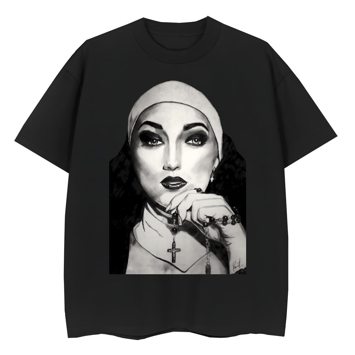 Female Women Tshirts 100% Cotton 230g nun Daily Wear T-Shirts Comfortable Plus Size Cartoon Top Shirts