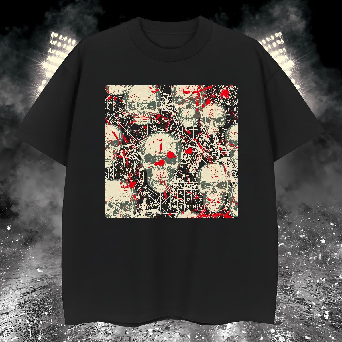 Free Shipping Man T Shirts 100% Cotton 230g skull Daily Wear Black White O-Neck Short Sleeve Men Clothes T-Shirt 2024 Tee Shirt
