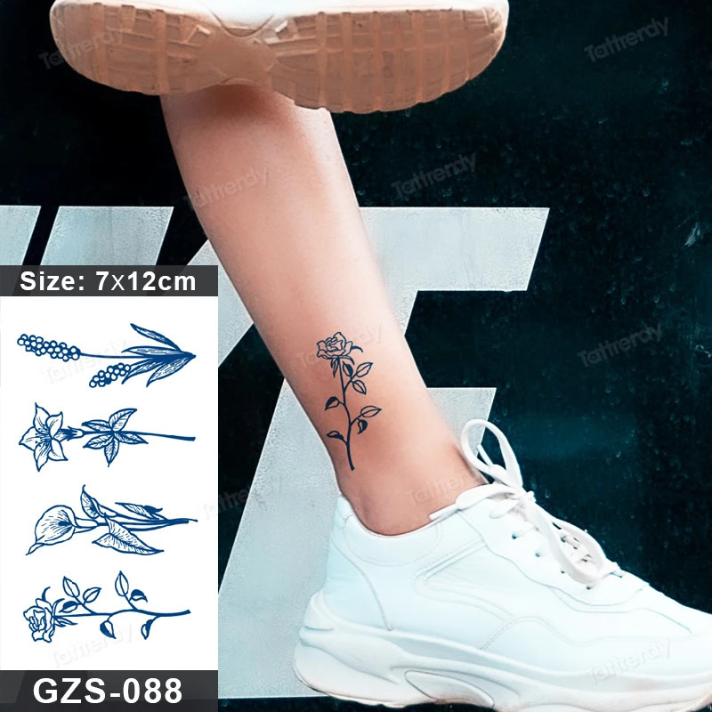 10 pieces/batch semi anent temporary tattoo juice ink long-lasting waterproof small fake tattoo stickers wholesale daisy roses 240823