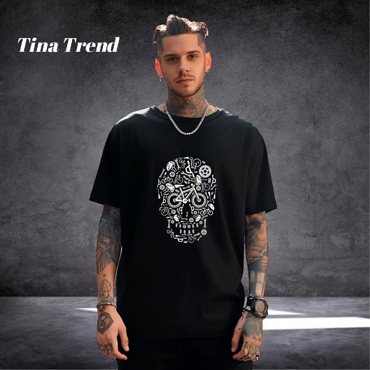 High Quality T-Shirts for Men 230g Pure Cotton skull Home Outdoor Black White Crew Neck Couples T Shirts Fashion Designer Tees Shirts